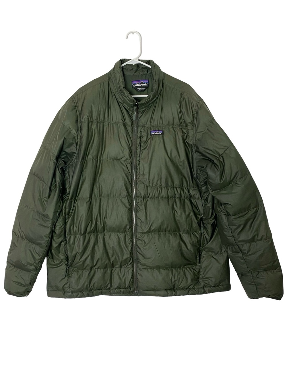 Patagonia Down Jacket Mens Size XXL Green Quilted Puffer Coat Full Zip Pockets
